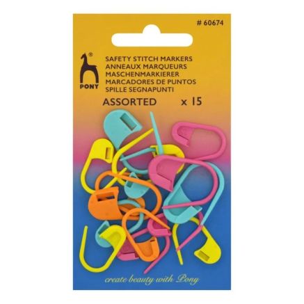 Knitting markers Pony assorted with lock 15 pcs (60674)