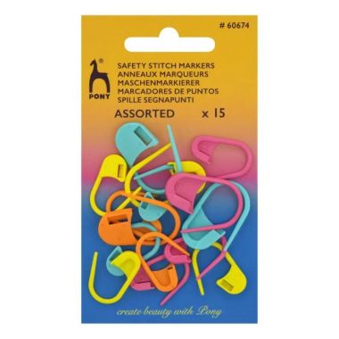 Knitting markers Pony assorted with lock 15 pcs (60674)