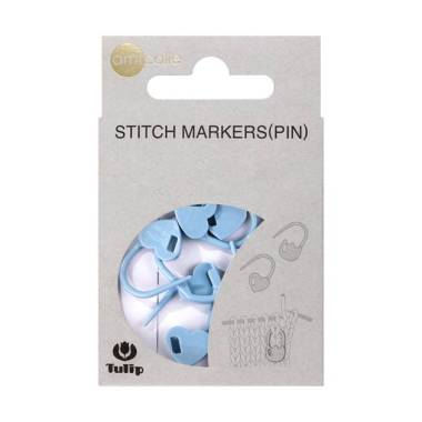 Knitting markers with a latch Tulip "Hearts" Blue 7 pcs (AC-030e)