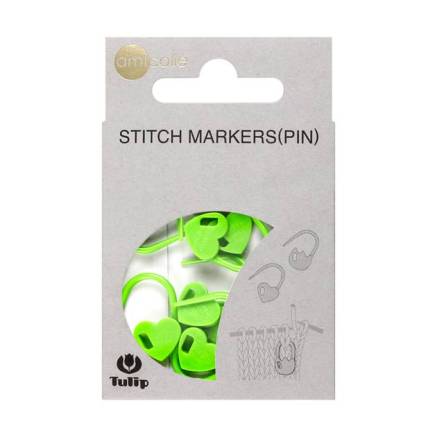 Knitting markers with a latch Tulip "Hearts" Green 7 pcs (AC-031e)