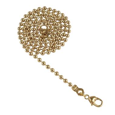 Bead chain, 45 cm (6 mm link width) gold, lobster heart carabiner (82359)