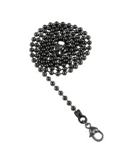 Bead chain, 45 cm (6 mm link width)black metallic, lobster heart carabiner (82361)