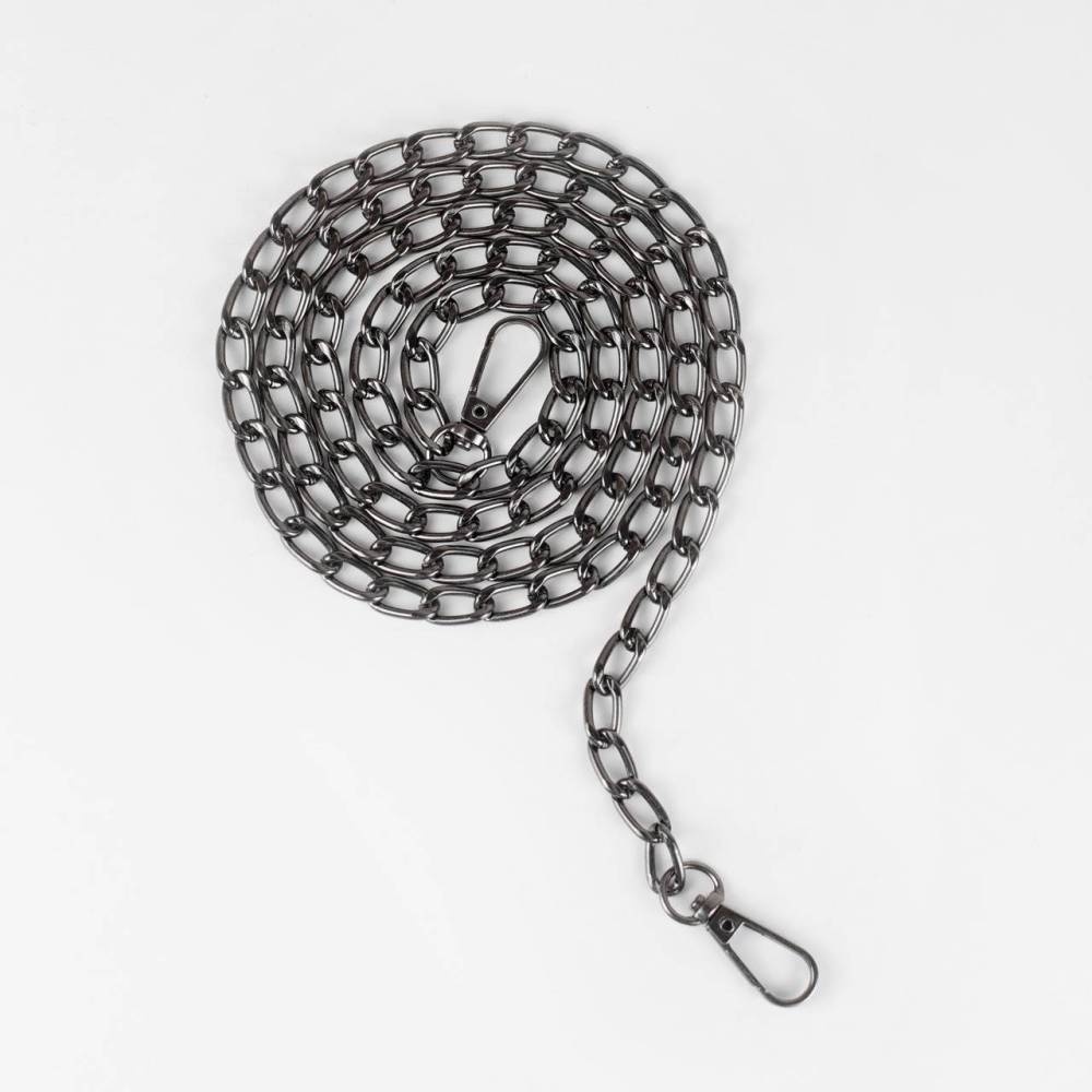 Chain anchor flat 120 cm (8 mm link width) black metallic, swivel snap hook 38 mm (82329)