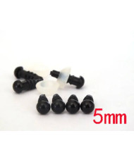 Premium black toy eyes on a leg with a twist, 5.0 mm