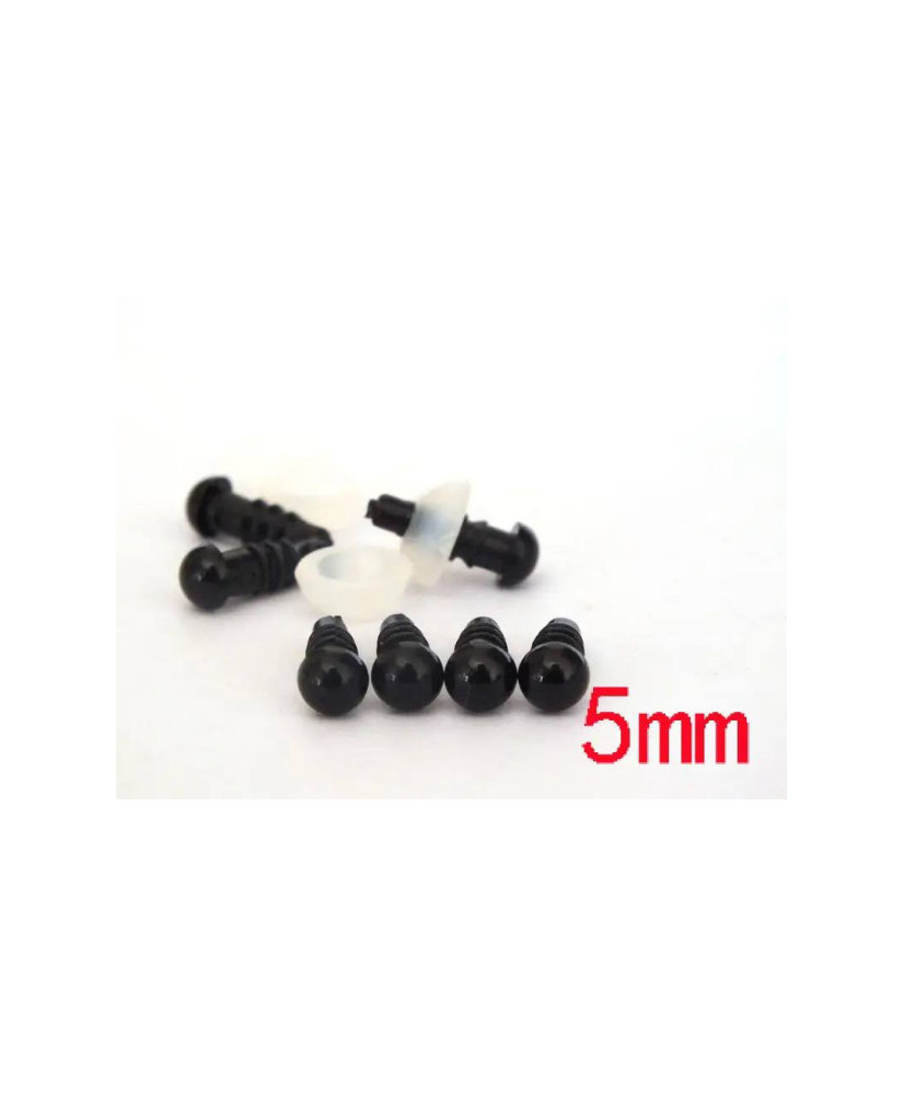 Premium black toy eyes on a leg with a twist, 5.0 mm Premium black toy eyes on a leg with a twist, 5.0 mm