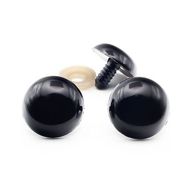 Premium black toy eyes on a leg with a twist, 24.0 mm