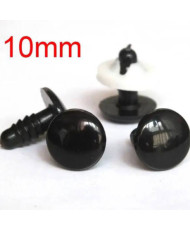 Eyes for toys Premium black flat on a leg with a twist of 10.0 mm