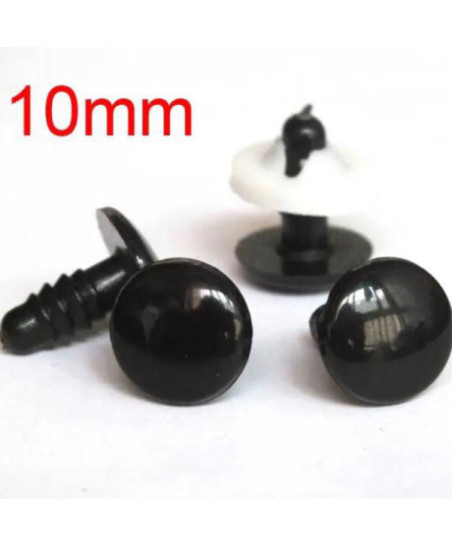 Eyes for toys Premium black flat on a leg with a twist of 10.0 mm