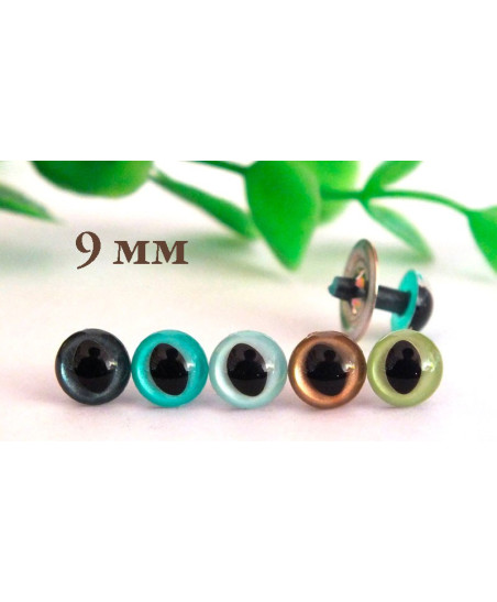 Eyes for toys Premium on a leg with a twist cat dark gray 9 mm