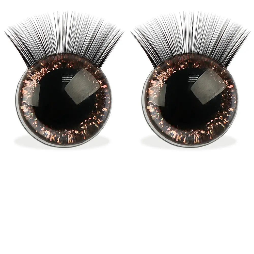 Eyes for toys shiny 3D on a safe mount with eyelashes brown 18 mm. Eyes for toys shiny 3D on a safe mount with eyelashes brown 18 mm.