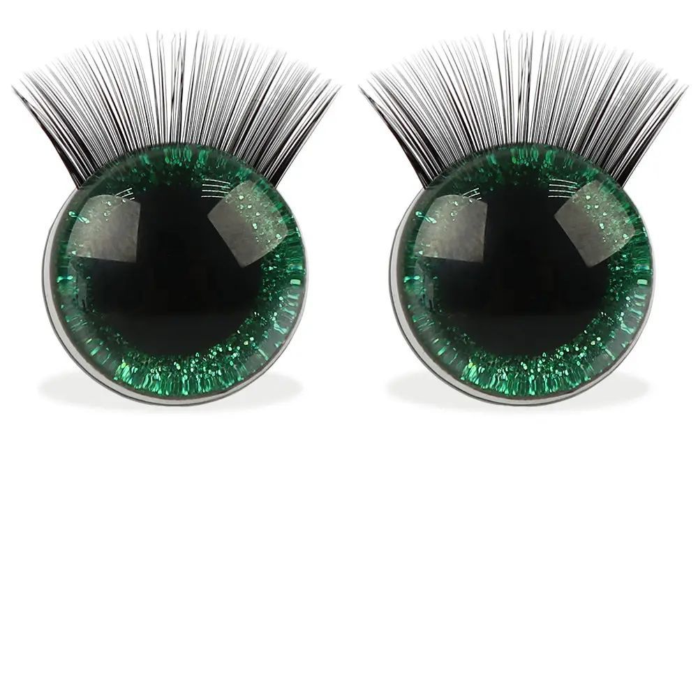 Shiny 3D eyes for toys on a safe mount with green eyelashes 12 mm. Shiny 3D eyes for toys on a safe mount with green eyelashes 12 mm.