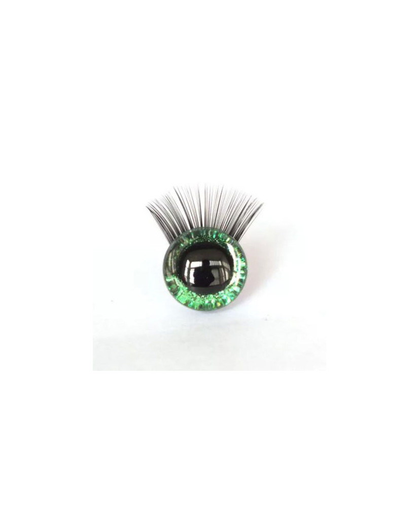 Shiny 3D eyes for toys on a safe mount with green eyelashes 16 mm Shiny 3D eyes for toys on a safe mount with green eyelashes 16 mm