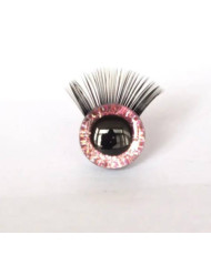 Shiny 3D eyes for toys on a safe mount with pink eyelashes 12 mm