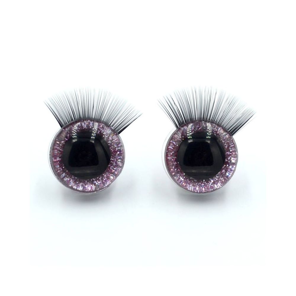 Shiny 3D eyes for toys on a safe mount with pink eyelashes 12 mm Shiny 3D eyes for toys on a safe mount with pink eyelashes 12 mm
