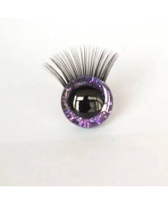 Eyes for toys shiny 3D on a safe mount with eyelashes purple  18 mm