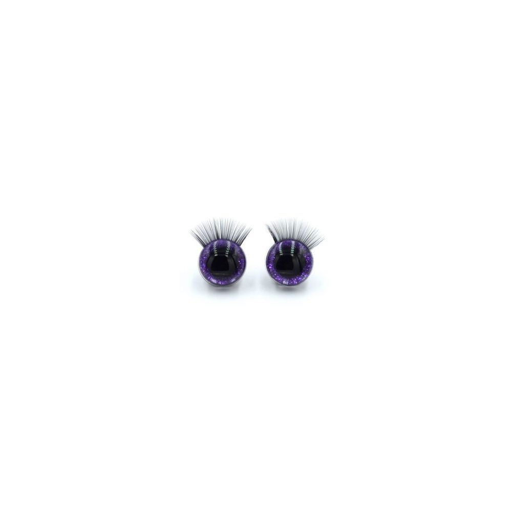 Eyes for toys shiny 3D on a safe mount with eyelashes purple 18 mm Eyes for toys shiny 3D on a safe mount with eyelashes purple 18 mm