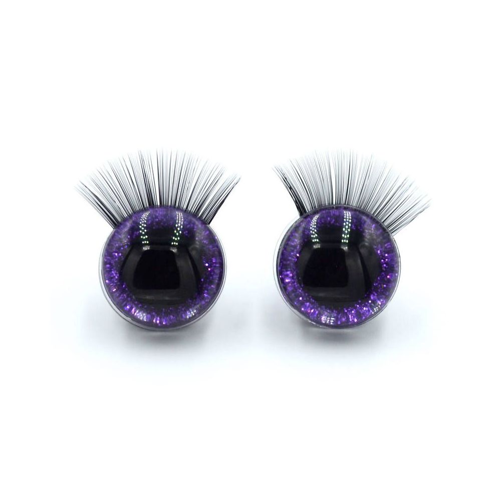 Shiny 3D eyes for toys on a safe mount with eyelashes purple 12 mm Shiny 3D eyes for toys on a safe mount with eyelashes purple 12 mm