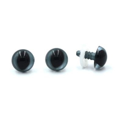 Eyes for toys Premium on a leg with a twist, cat dark gray 12 mm
