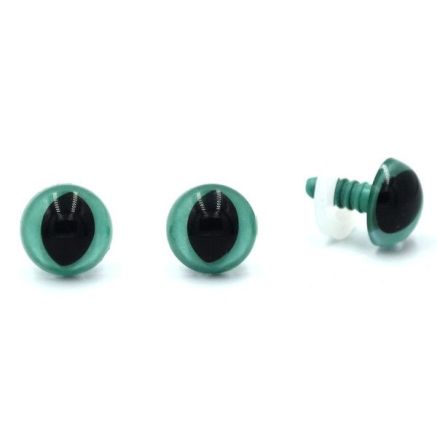 Eyes for toys Premium on a leg with a twist, cat turquoise 12 mm
