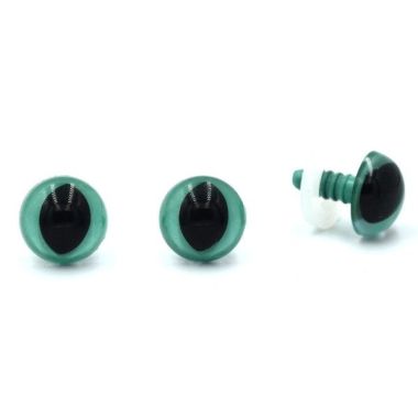 Eyes for toys Premium on a leg with a twist, cat turquoise 12 mm