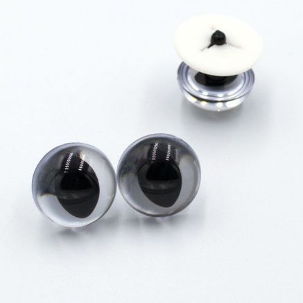 Eyes for toys Premium on a leg with a twist, cat silver 12 mm