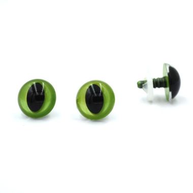 Eyes for toys Premium on a leg with a twist, cat light green 12 mm