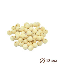 Round beads, wooden, polished, not painted Ø 12 mm, 10 pcs.
