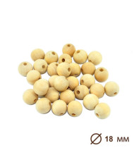 Round beads, wooden, polished, not painted Ø 18 mm, 10 pcs.