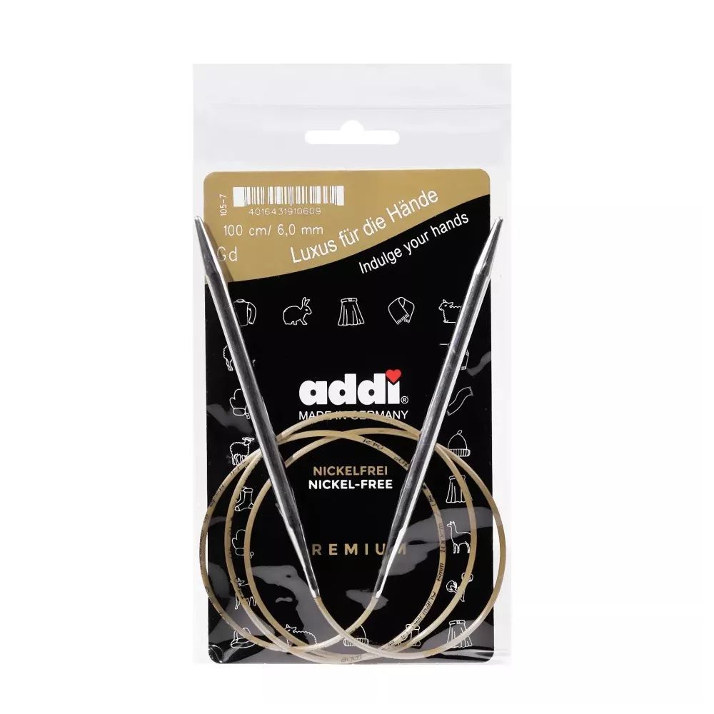 Спицы круговые Addi Premium Classic, 100 см 6,0 мм (105-7/6-100) Спицы круговые Addi Premium Classic, 100 см 6,0 мм (105-7/6-100)