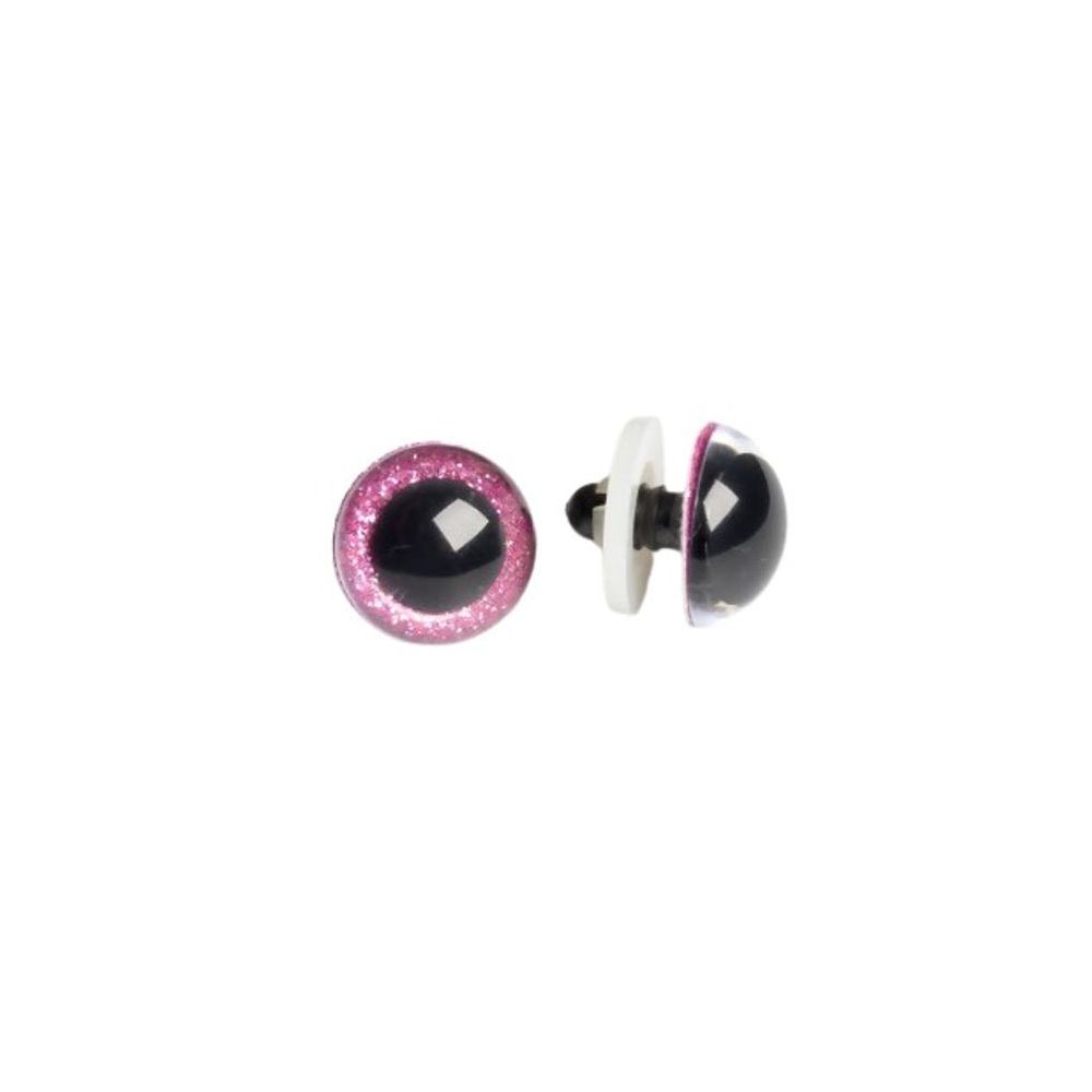 Shiny 3D eyes for toys on a reliable pink mount with a diameter of 12 mm Shiny 3D eyes for toys on a reliable pink mount with a diameter of 12 mm