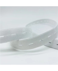 Elastic band with perforations for buttons, white 2 cm, 1 meter