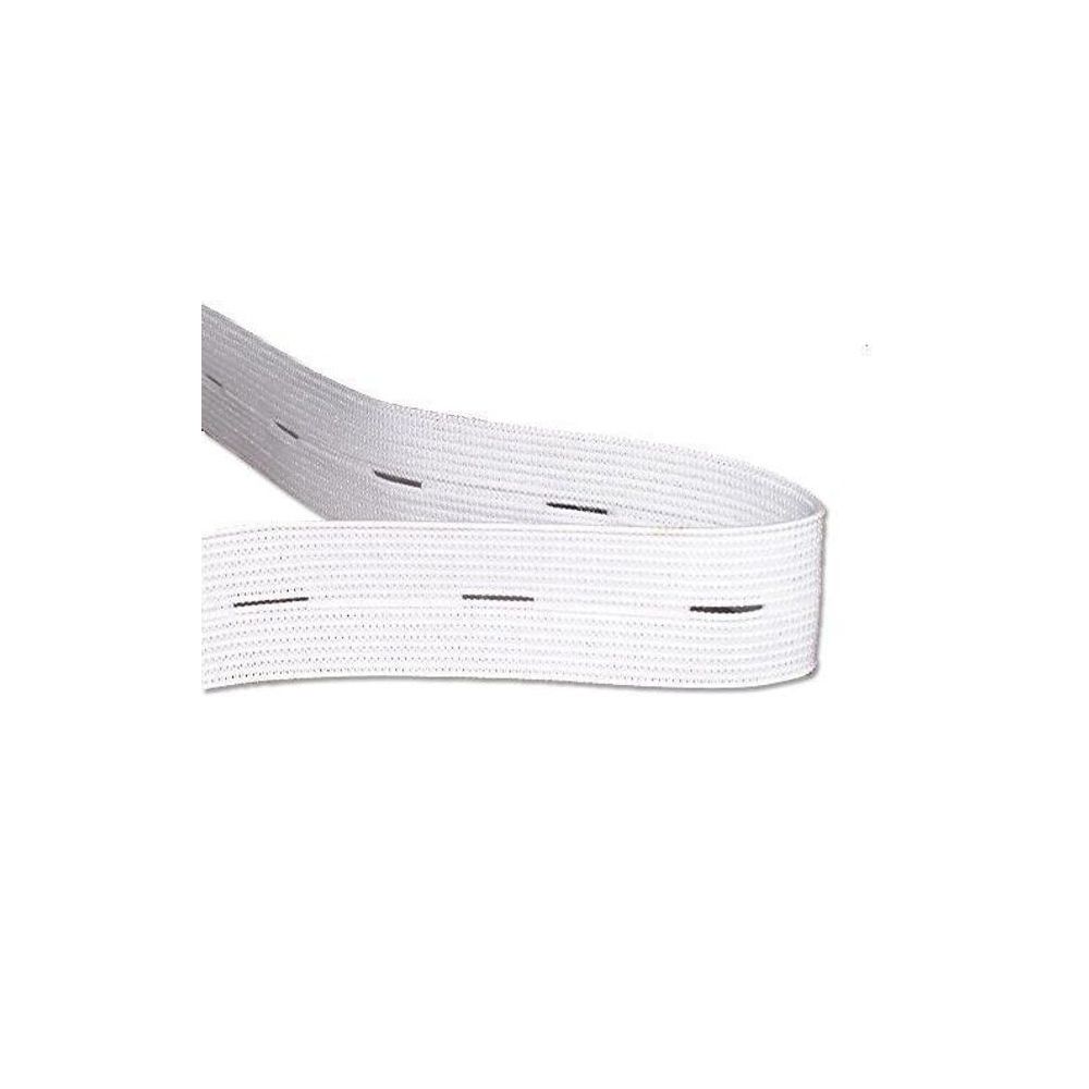 Elastic band with perforations for buttons, white 2 cm, 1 meter
