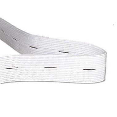 Elastic band with perforations for buttons, white 2 cm, 1 meter