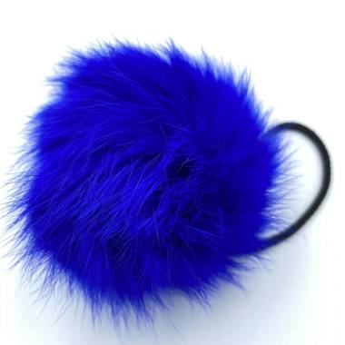 Pompom made of natural rabbit fur, electric 8 cm